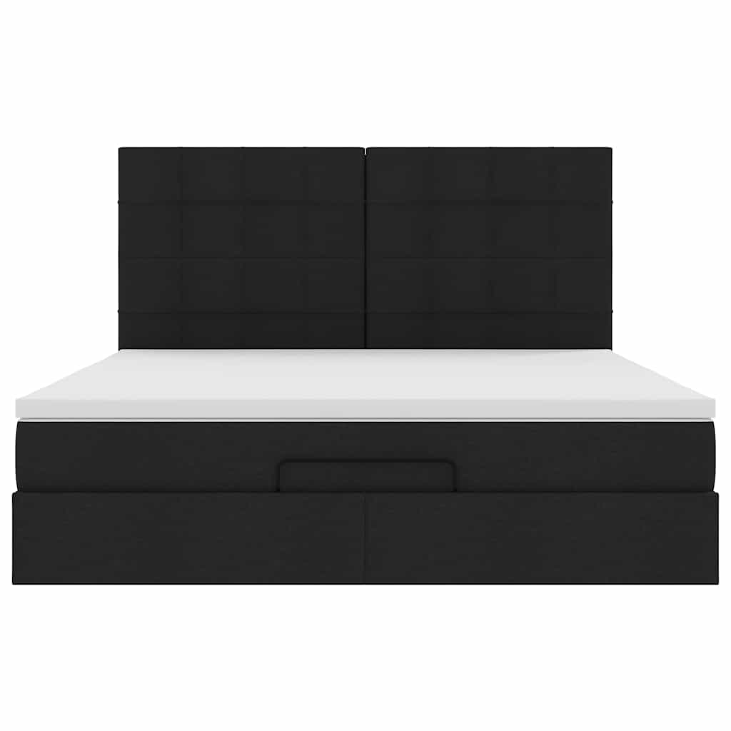 vidaXL Ottoman-Bett mit Matratzen Schwarz 200x200 cm Stoff
