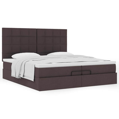 vidaXL Lit Ottoman avec matelas Marron foncé 200x200 cm Tissu