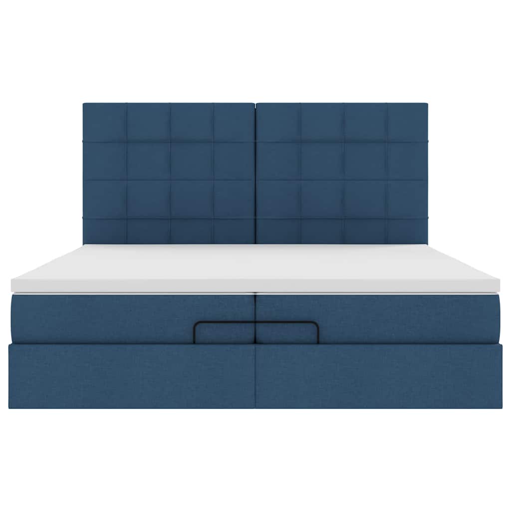 Ottoman-Bett mit Matratzen Blau 200x200 cm Stoff