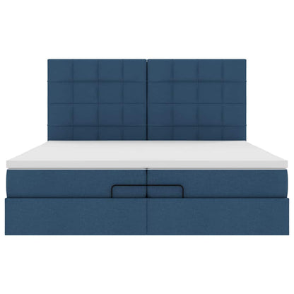Ottoman-Bett mit Matratzen Blau 200x200 cm Stoff