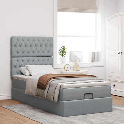 vidaXL Lit Ottoman avec matelas Gris clair 80x200 cm Tissu