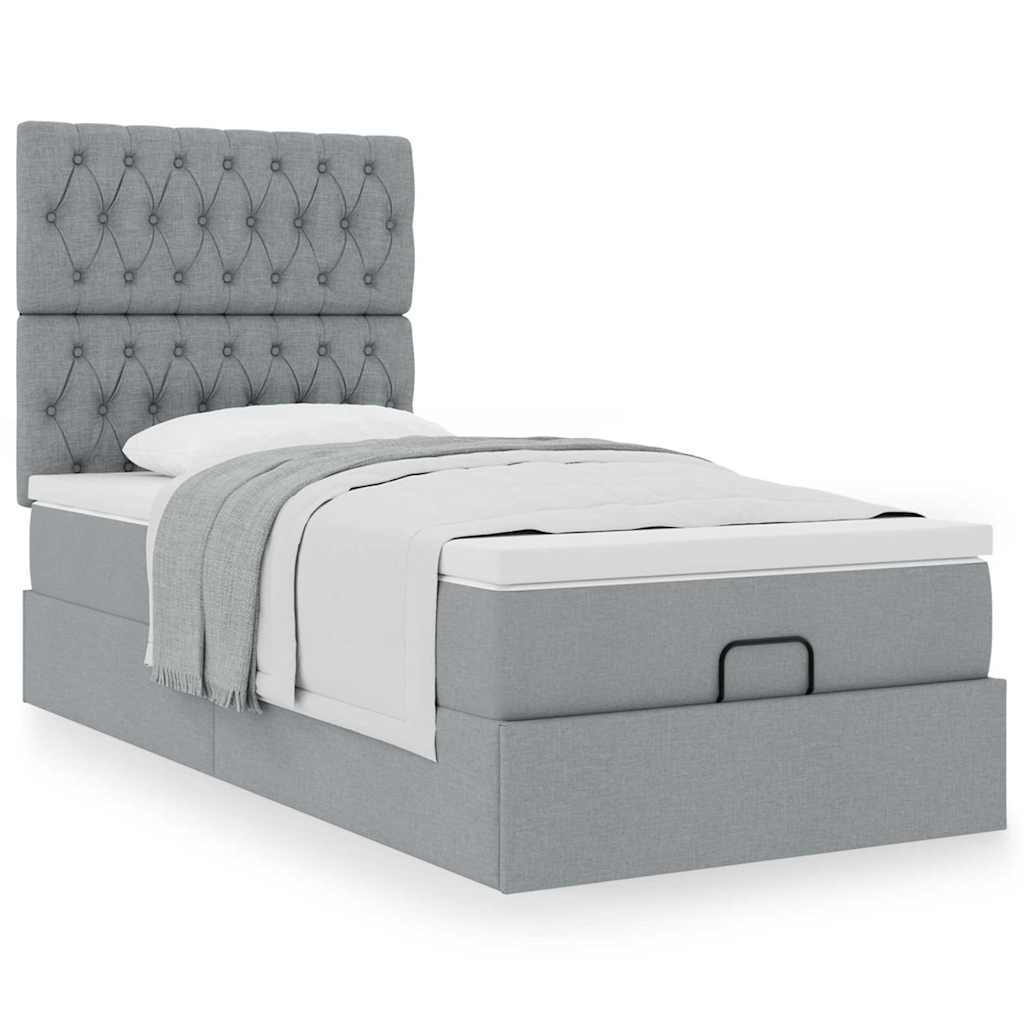 vidaXL Lit Ottoman avec matelas Gris clair 80x200 cm Tissu