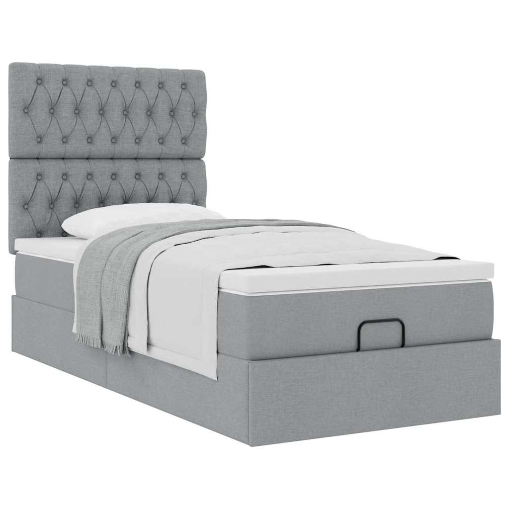 vidaXL Lit Ottoman avec matelas Gris clair 80x200 cm Tissu