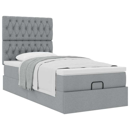 vidaXL Lit Ottoman avec matelas Gris clair 80x200 cm Tissu
