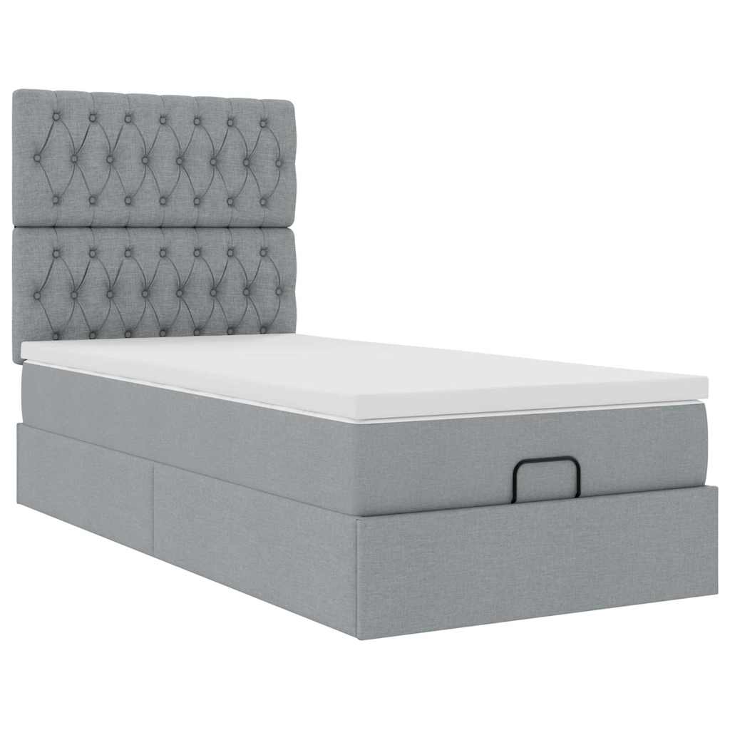 vidaXL Lit Ottoman avec matelas Gris clair 80x200 cm Tissu