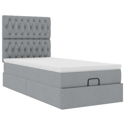 vidaXL Lit Ottoman avec matelas Gris clair 80x200 cm Tissu