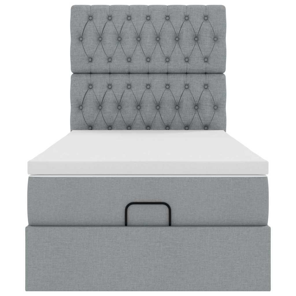 vidaXL Lit Ottoman avec matelas Gris clair 80x200 cm Tissu