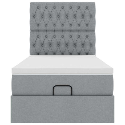 vidaXL Lit Ottoman avec matelas Gris clair 80x200 cm Tissu