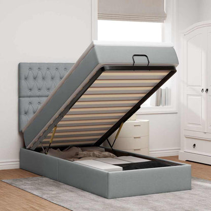 vidaXL Lit Ottoman avec matelas Gris clair 80x200 cm Tissu