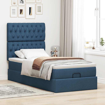 Ottoman-Bett mit Matratze Blau 80x200 cm Stoff