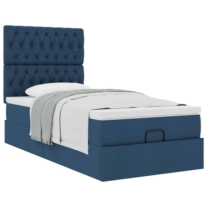 Ottoman-Bett mit Matratze Blau 80x200 cm Stoff