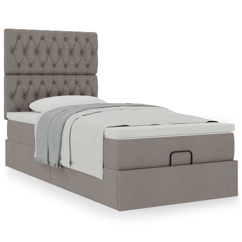 vidaXL Lit ottoman avec matelas Taupe 90x190 cm Tissu