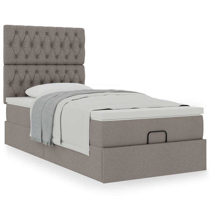 vidaXL Lit ottoman avec matelas Taupe 90x190 cm Tissu
