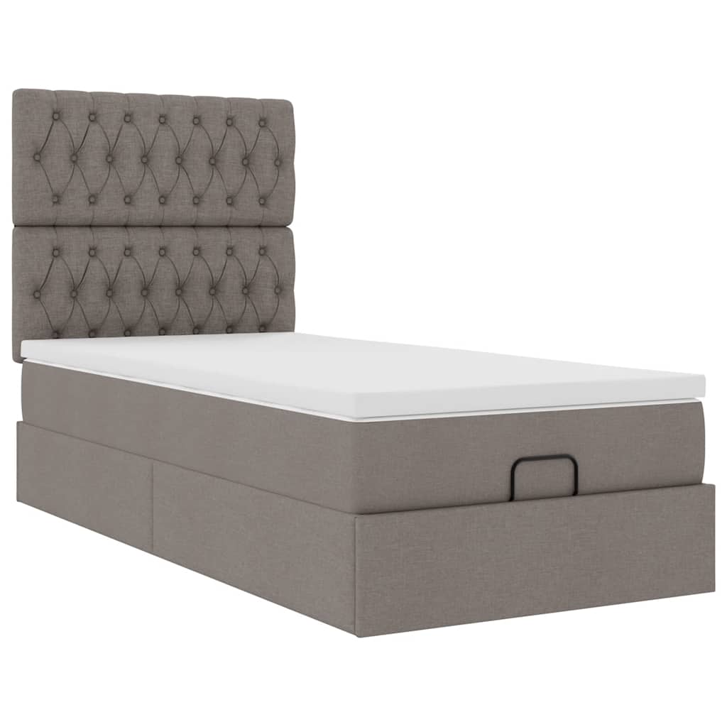 vidaXL Lit ottoman avec matelas Taupe 90x190 cm Tissu