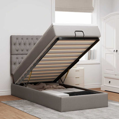 vidaXL Lit ottoman avec matelas Taupe 90x190 cm Tissu