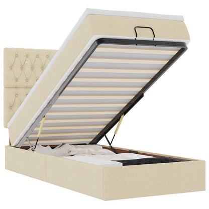 Ottoman-Bett mit Matratze Creme 90x190 cm Stoff