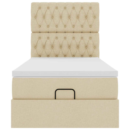 Ottoman-Bett mit Matratze Creme 90x190 cm Stoff