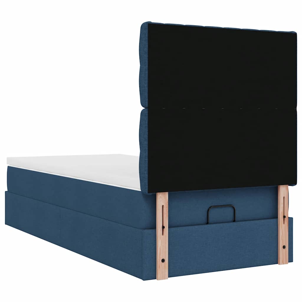 vidaXL Ottoman-Bett mit Matratze Blau 90x190 cm Stoff