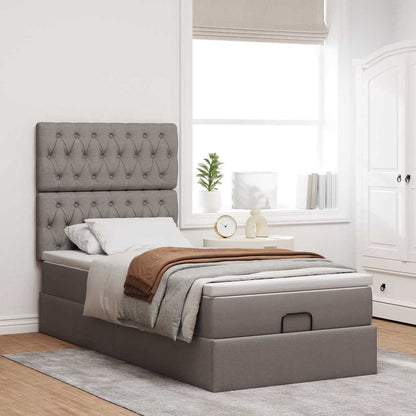 vidaXL Ottoman-Bett mit Matratze Taupe 90x200 cm Stoff