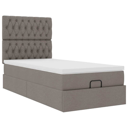 vidaXL Ottoman-Bett mit Matratze Taupe 90x200 cm Stoff