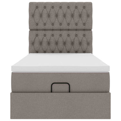 vidaXL Ottoman-Bett mit Matratze Taupe 90x200 cm Stoff