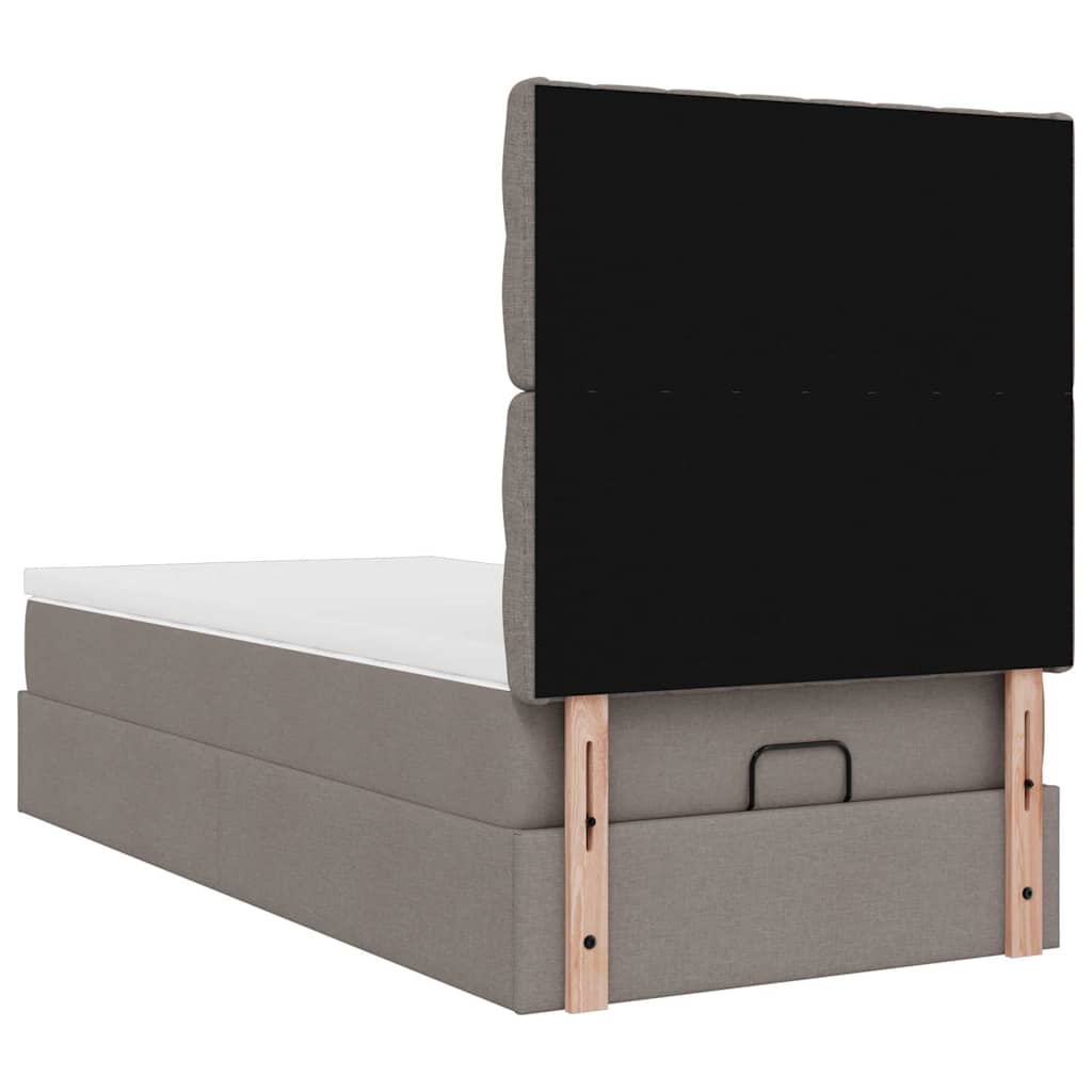 vidaXL Ottoman-Bett mit Matratze Taupe 90x200 cm Stoff