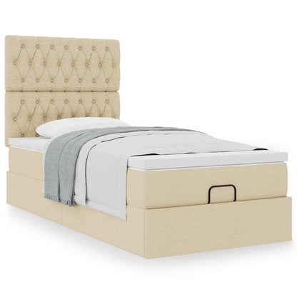 vidaXL Lit ottoman avec matelas crème 90x200 cm tissu