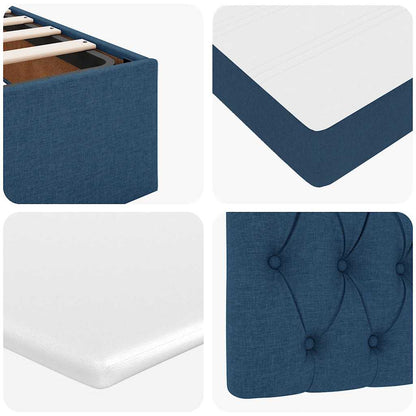 vidaXL Ottoman-Bett mit Matratze Blau 90x200 cm Stoff