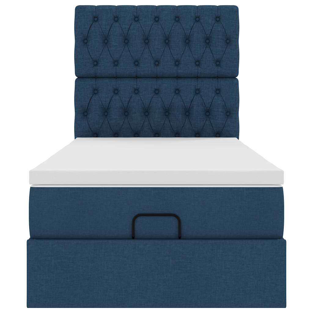 vidaXL Ottoman-Bett mit Matratze Blau 90x200 cm Stoff