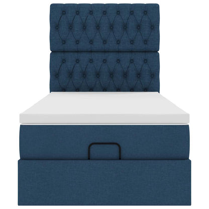 vidaXL Ottoman-Bett mit Matratze Blau 90x200 cm Stoff