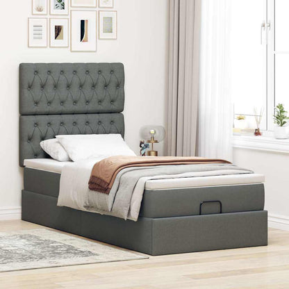 vidaXL Ottoman-Bett mit Matratze Dunkelgrau 100x200 cm Stoff