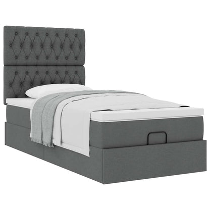 vidaXL Ottoman-Bett mit Matratze Dunkelgrau 100x200 cm Stoff