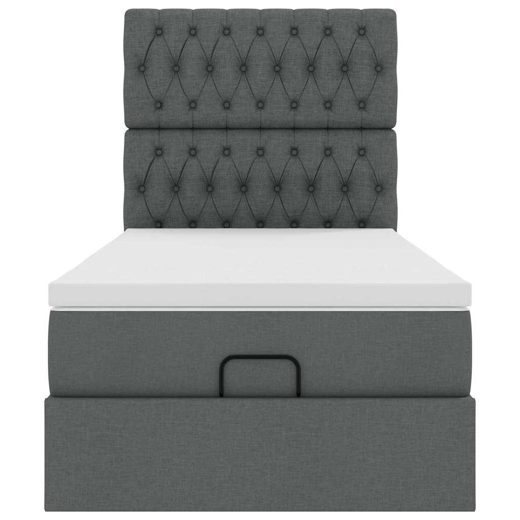vidaXL Ottoman-Bett mit Matratze Dunkelgrau 100x200 cm Stoff