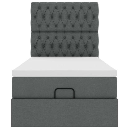 vidaXL Ottoman-Bett mit Matratze Dunkelgrau 100x200 cm Stoff