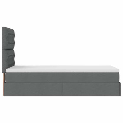 vidaXL Ottoman-Bett mit Matratze Dunkelgrau 100x200 cm Stoff