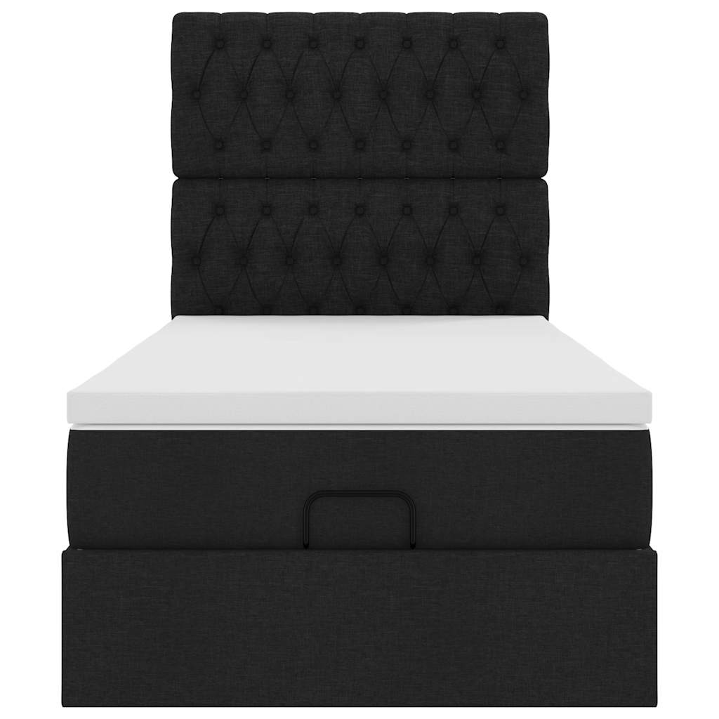 vidaXL Ottoman-Bett mit Matratze Schwarz 100x200 cm Stoff