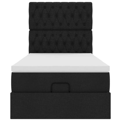 vidaXL Ottoman-Bett mit Matratze Schwarz 100x200 cm Stoff