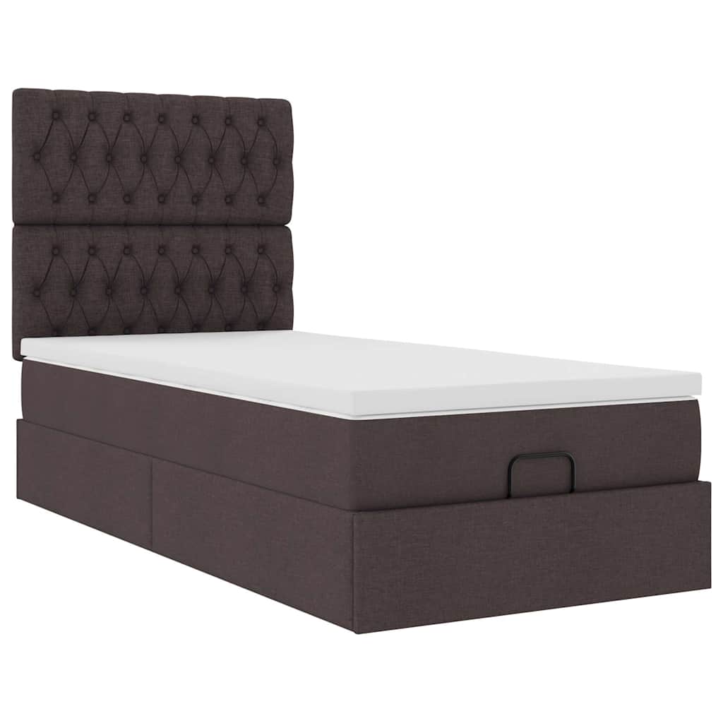 vidaXL Ottoman-Bett mit Matratze Dunkelbraun 100x200 cm Stoff