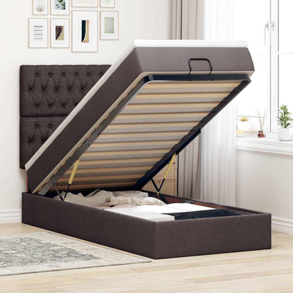 vidaXL Ottoman-Bett mit Matratze Dunkelbraun 100x200 cm Stoff