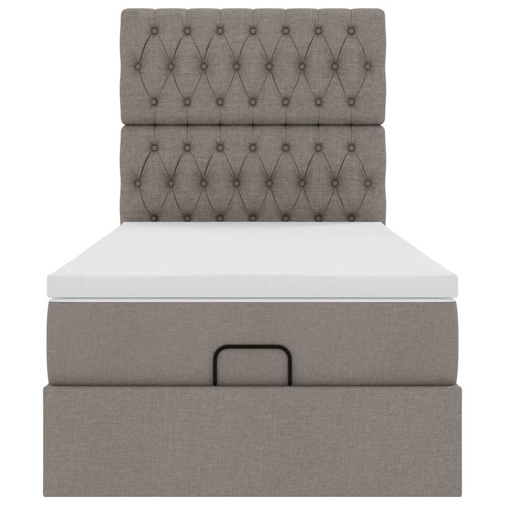 vidaXL Ottoman-Bett mit Matratze Taupe 100x200 cm Stoff
