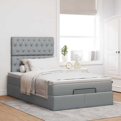vidaXL Lit ottoman avec matelas Gris clair 120x190 cm Tissu