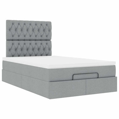 vidaXL Lit ottoman avec matelas Gris clair 120x190 cm Tissu