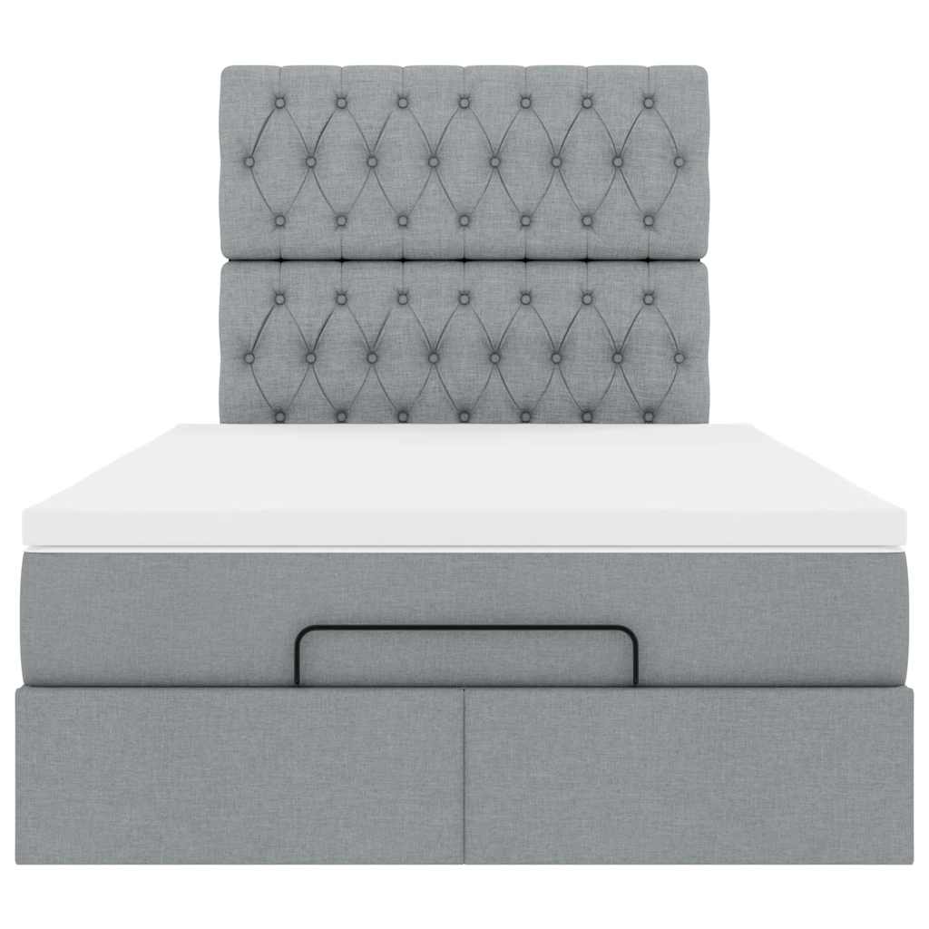 vidaXL Lit ottoman avec matelas Gris clair 120x190 cm Tissu