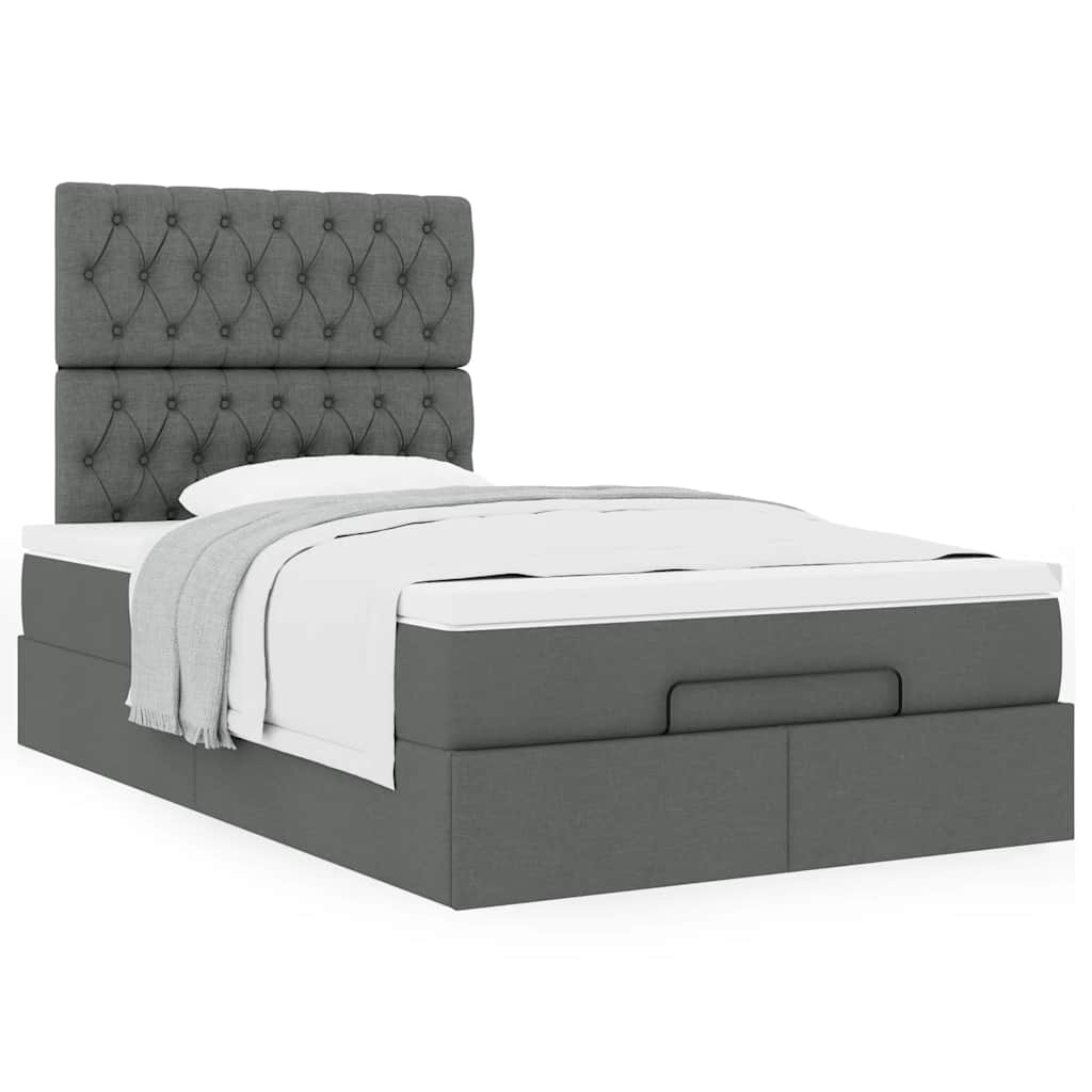 vidaXL Ottoman-Bett mit Matratze Dunkelgrau 120x190 cm Stoff