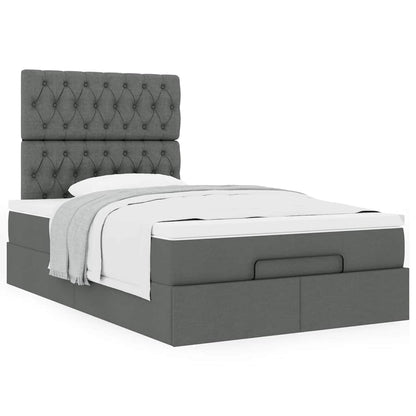 vidaXL Ottoman-Bett mit Matratze Dunkelgrau 120x190 cm Stoff