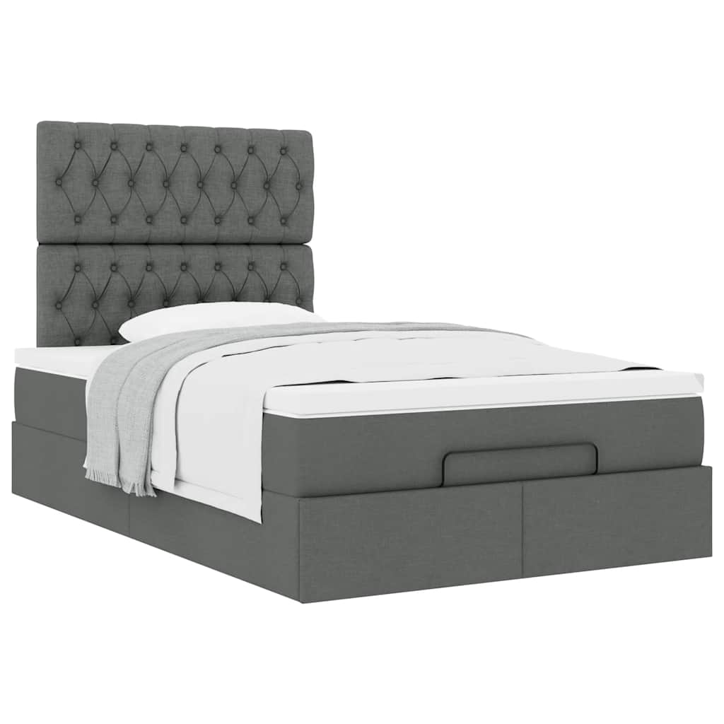 vidaXL Ottoman-Bett mit Matratze Dunkelgrau 120x190 cm Stoff