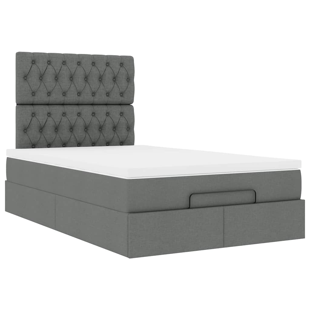 vidaXL Ottoman-Bett mit Matratze Dunkelgrau 120x190 cm Stoff