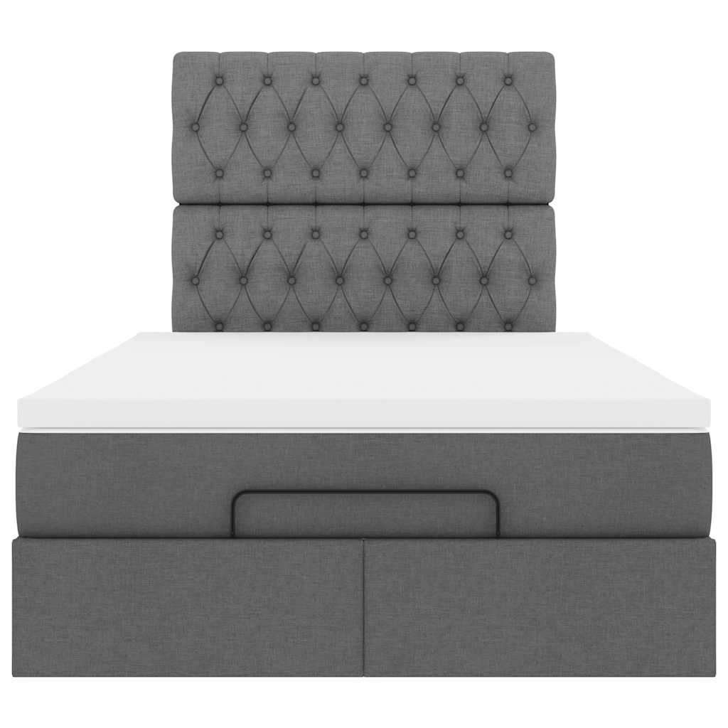 vidaXL Ottoman-Bett mit Matratze Dunkelgrau 120x190 cm Stoff