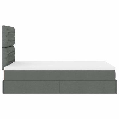 vidaXL Ottoman-Bett mit Matratze Dunkelgrau 120x190 cm Stoff