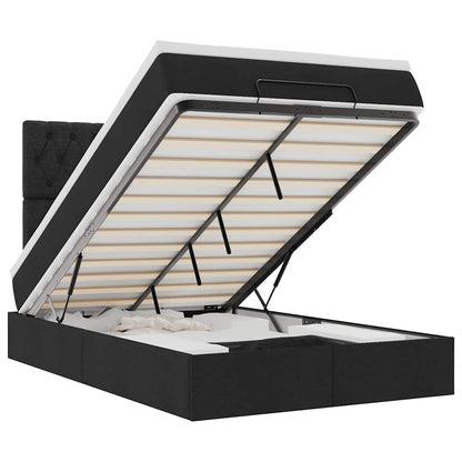 Ottoman-Bett mit Matratze Schwarz 120x190 cm Stoff